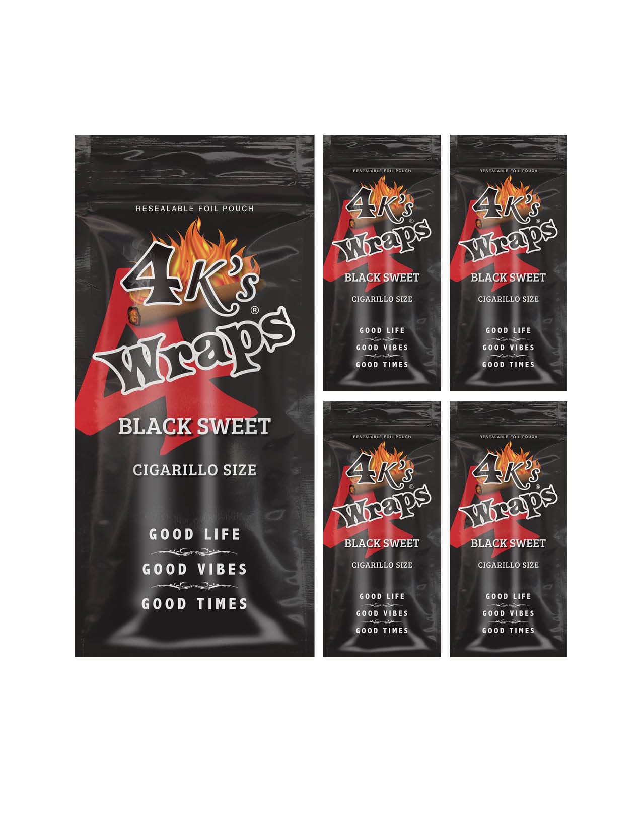 4ks Wraps Black Sweet 4 Cigar Wraps/5CT