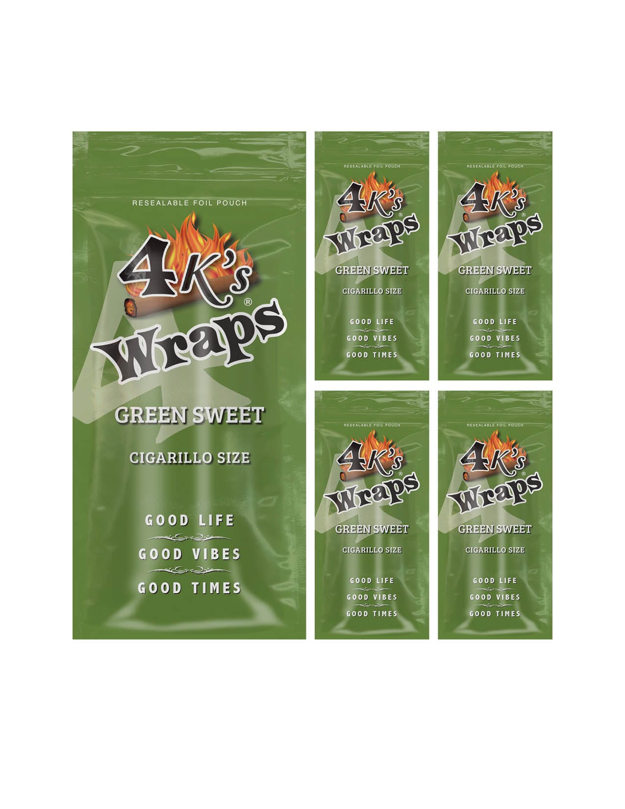 4ks Wraps Green Sweet 4 Cigar Wraps/5CT