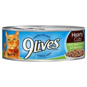 9 Lives Hearty Cuts With Real Chicken & Fish In Gravy 5.5OZ/1Can