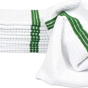 Microfiber Towel Green Stripe 14*18/12CT