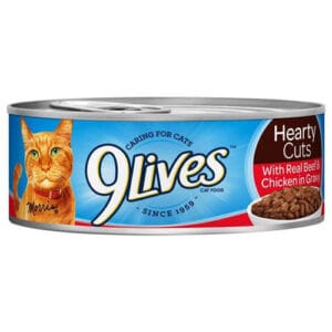 9 Lives Hearty Cuts With Real Chicken & Beef In Gravy 5.5OZ/1Can