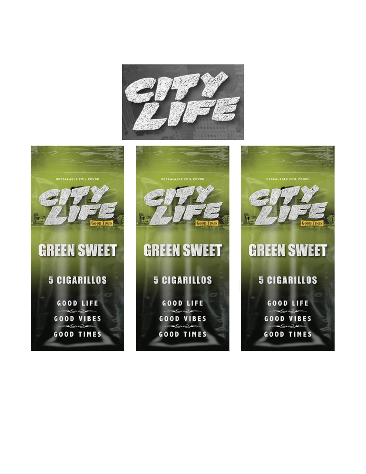 City Life Green Sweet 5 Cigar/ 3CT