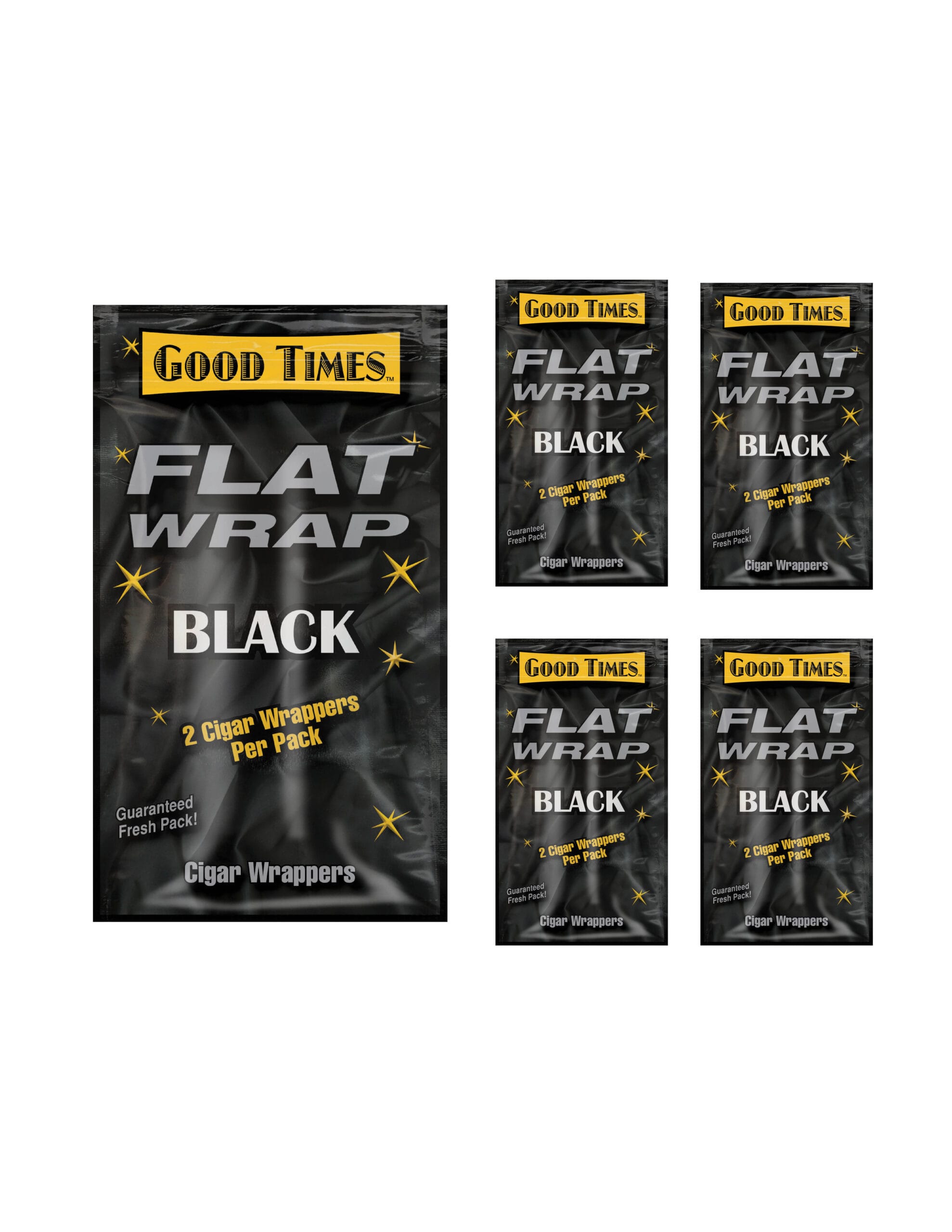 Flat Wraps Black 2 Cigar Wraps/5CT