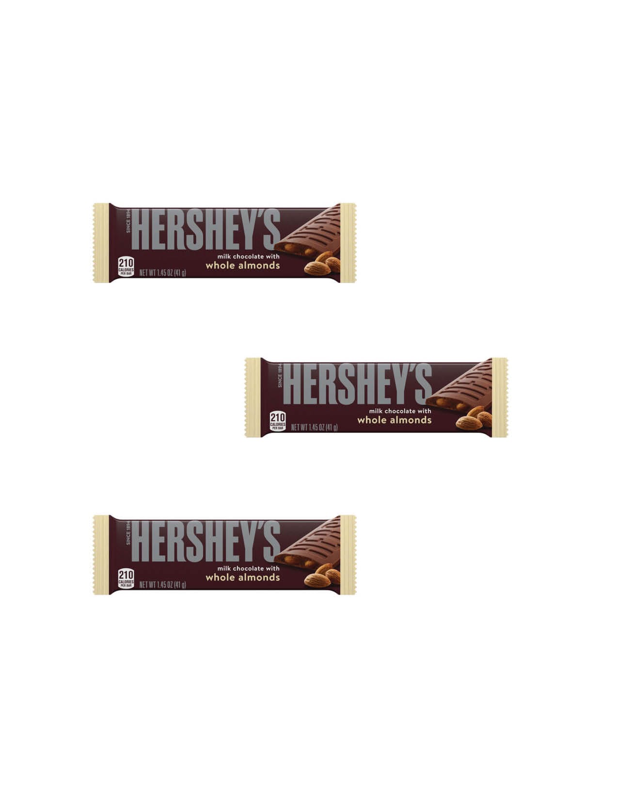 Hershey's Whole Almonds Milk Chocolate 1.45OZ / 3CT
