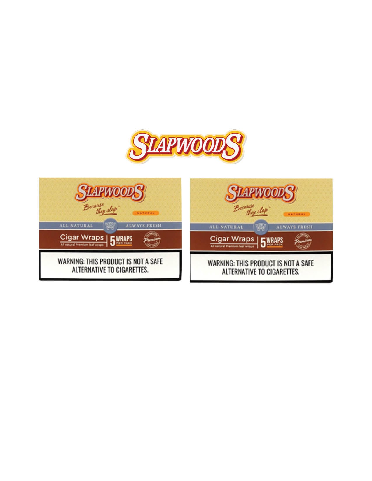 Slapwoods Natural 5 Wraps Per Pack / 2CT