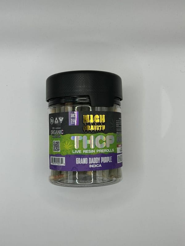High Gravity THCP Grand Daddy Purple Pre-rolls 2G Each 50CT Jar