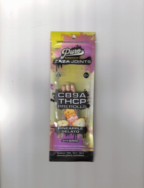 Puro Exotics Zaza Joints Pineapple Gelato Hybrid CB9A THCP 3 Pre Rolls / 1CT