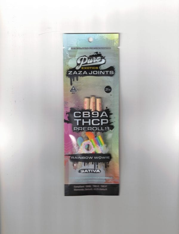 Puro Exotics Zaza Joints Rainbow Wowie Sativa CB9A THCP 3 Pre Rolls / 1CT